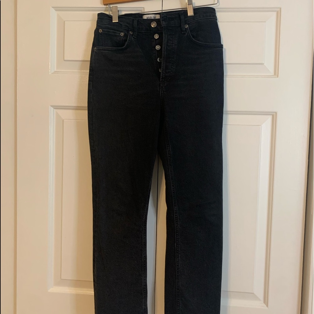 Agolde high waisted button fly ankle straight in size 25